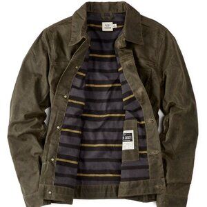 Flint And Tinder Flannel Lined Waxed Trucker Jacket Forest Green XL